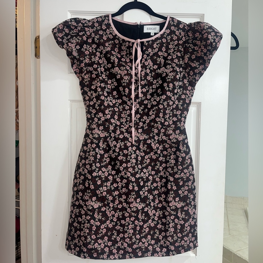 Black and Pink Floral mini dress